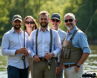 Corporate team on fishing retreat